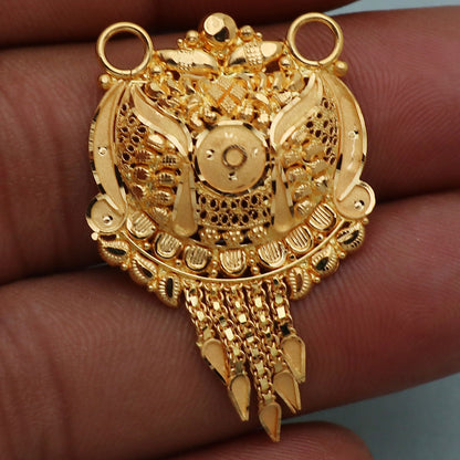 22 Karat Siegel-Anhänger aus massivem Gold, 4 cm, für Stiefbruder, Geschenkschmuck zur Erstkommunion 