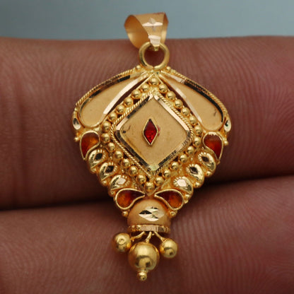 Colgante de oro brillante de 22 quilates de 3 cm para hijastro, regalo de joyería para el día de San Valentín 