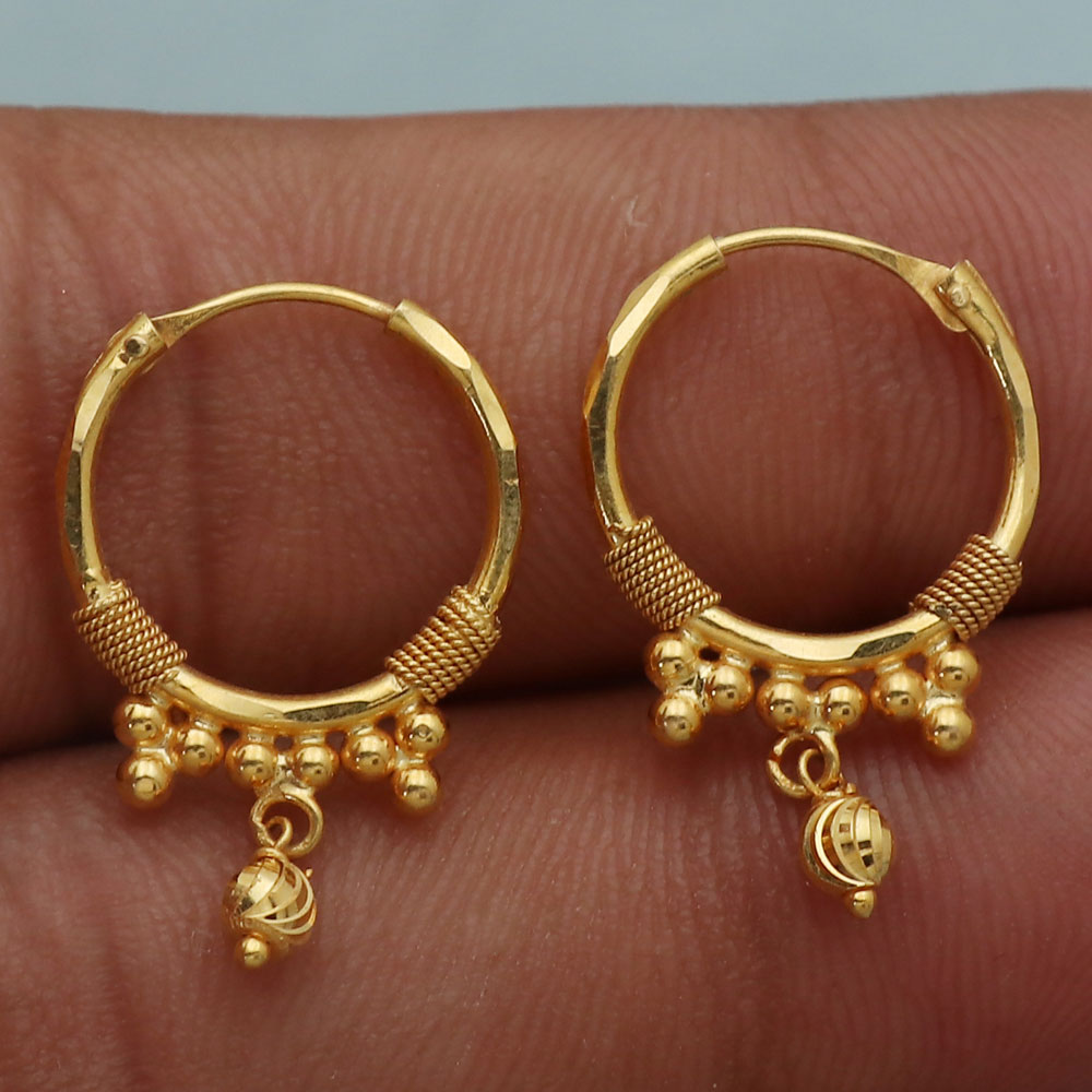 20k stamp actual gold 2.3 cm hoop earring for niece baby shower gift jewelry