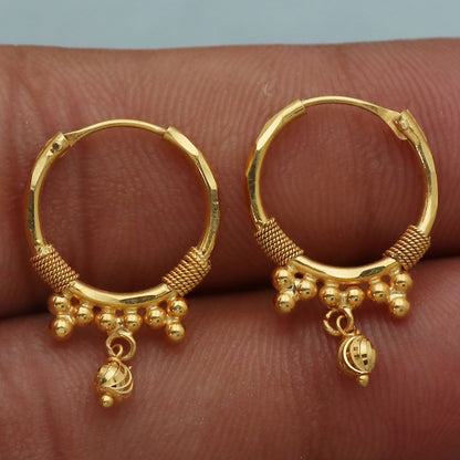 20k stamp actual gold 2.3 cm hoop earring for niece baby shower gift jewelry