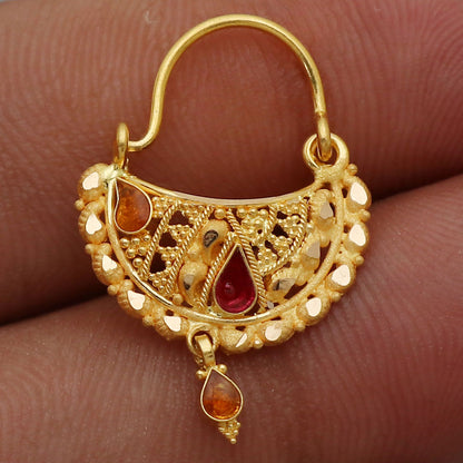 22cts hallmark magnificent gold 2.6 cm nosepin for business women eid al-fitr gift jewelry