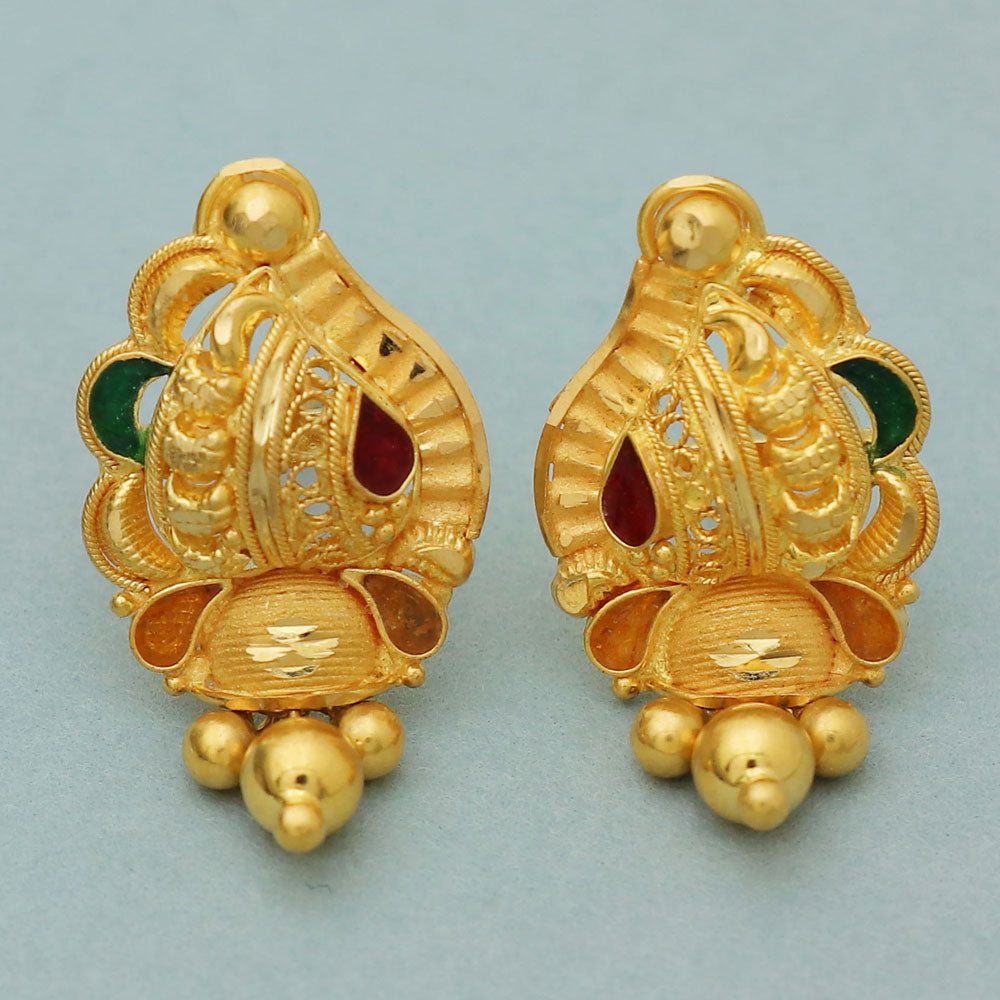 22 karat print solid gold 2.2 cm stud earring for female sweetest day gift jewelry