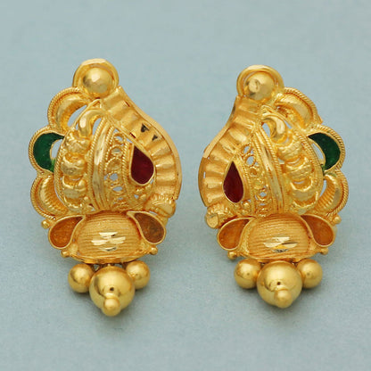 22 karat print solid gold 2.2 cm stud earring for female sweetest day gift jewelry