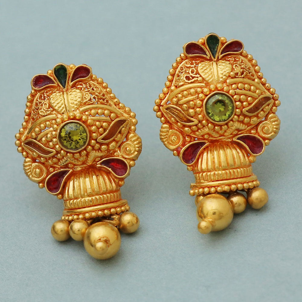 22cts hallmark indian gold 2.5 cm stud earring for girls thank you gift jewelry