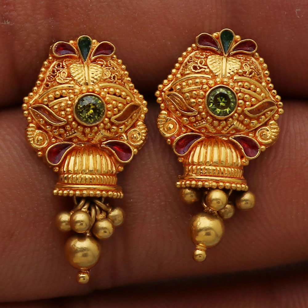 22cts hallmark indian gold 2.5 cm stud earring for girls thank you gift jewelry