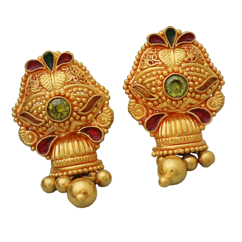 22cts hallmark indian gold 2.5 cm stud earring for girls thank you gift jewelry