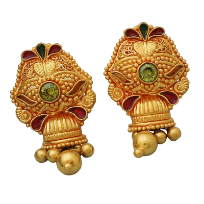 22cts hallmark indian gold 2.5 cm stud earring for girls thank you gift jewelry