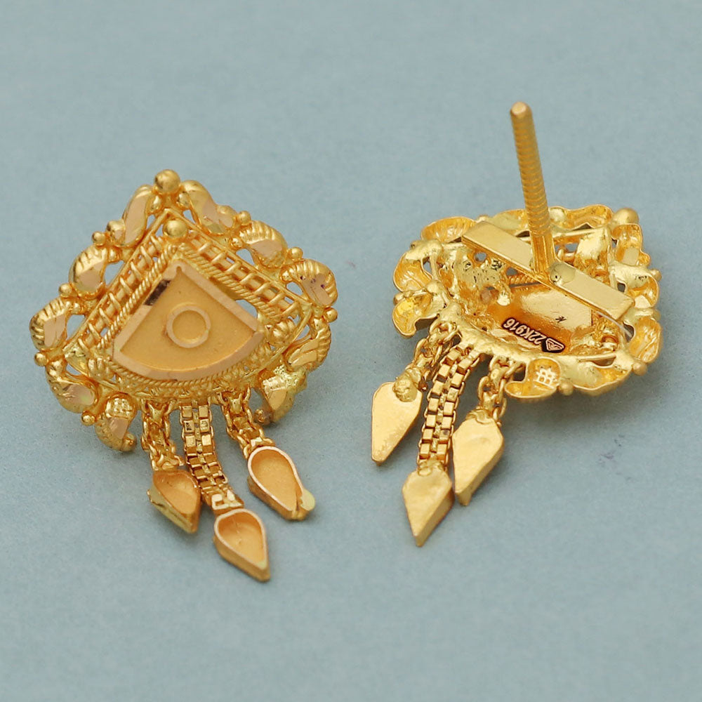 22 karat seal strong gold 2.4 cm stud earring for niece christmas eve gift jewelry