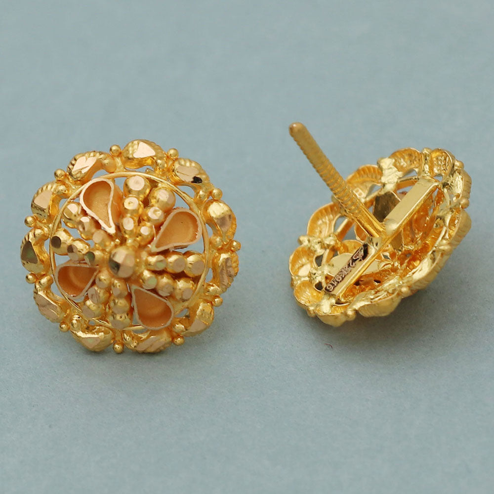 22cts hallmark magnificent gold 1.4 cm stud earring for half mother presidents day gift jewelry