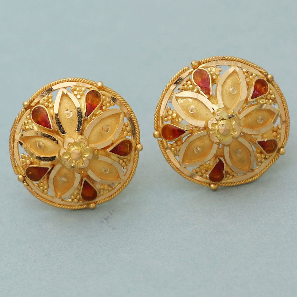 22cts stamp highest gold 1.4 cm stud earring for half aunts baby shower gift jewelry