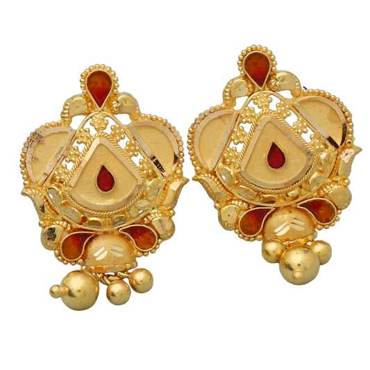 bis 916 hallmark unseen gold 2.5cm stud earring for grand aunt chinese new year gift jewelry