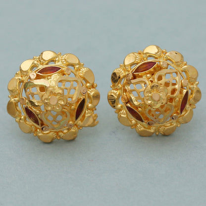 22cts seal sparkle gold 1.3 cm stud earring for grand daughter congratulations gift jewelry