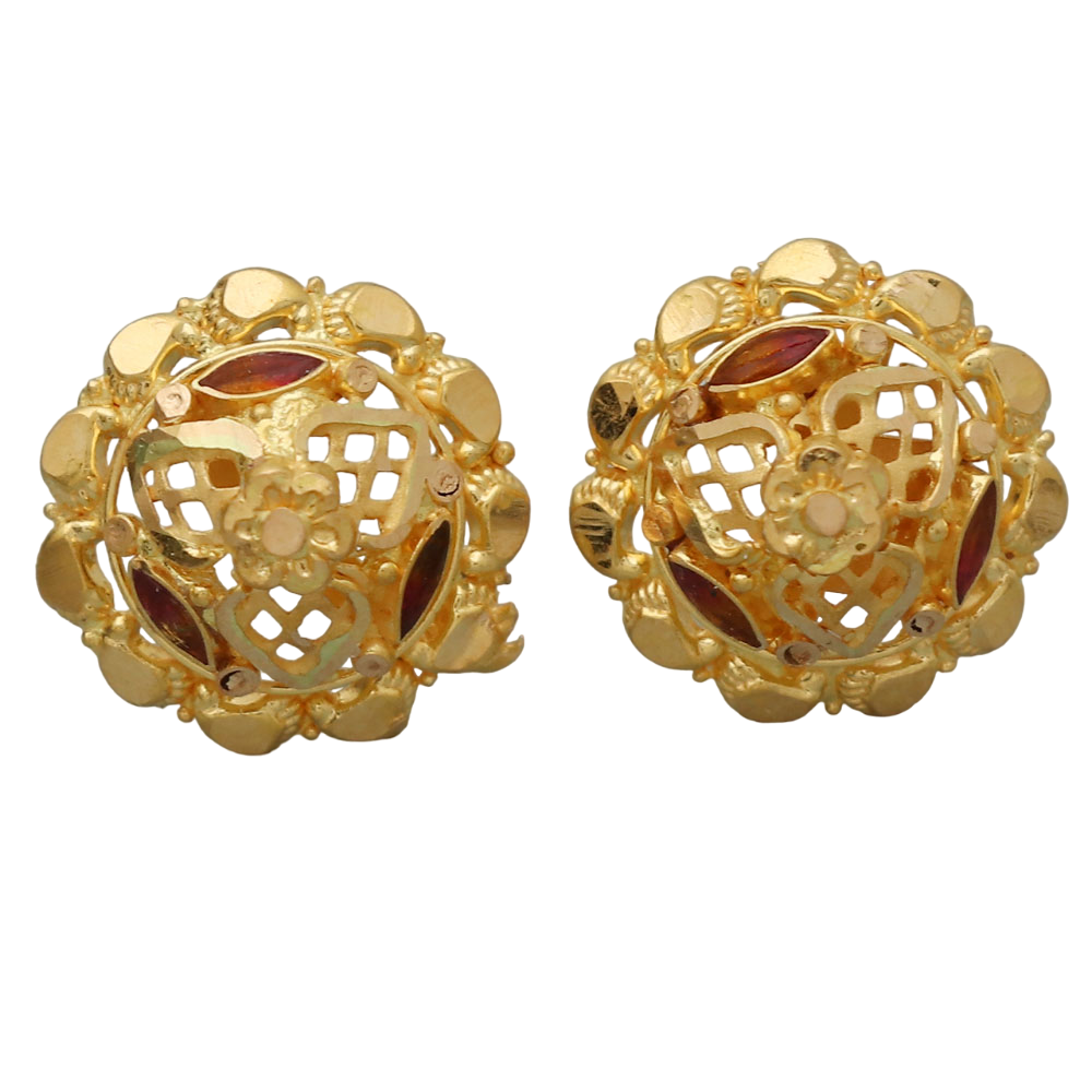 22cts seal sparkle gold 1.3 cm stud earring for grand daughter congratulations gift jewelry