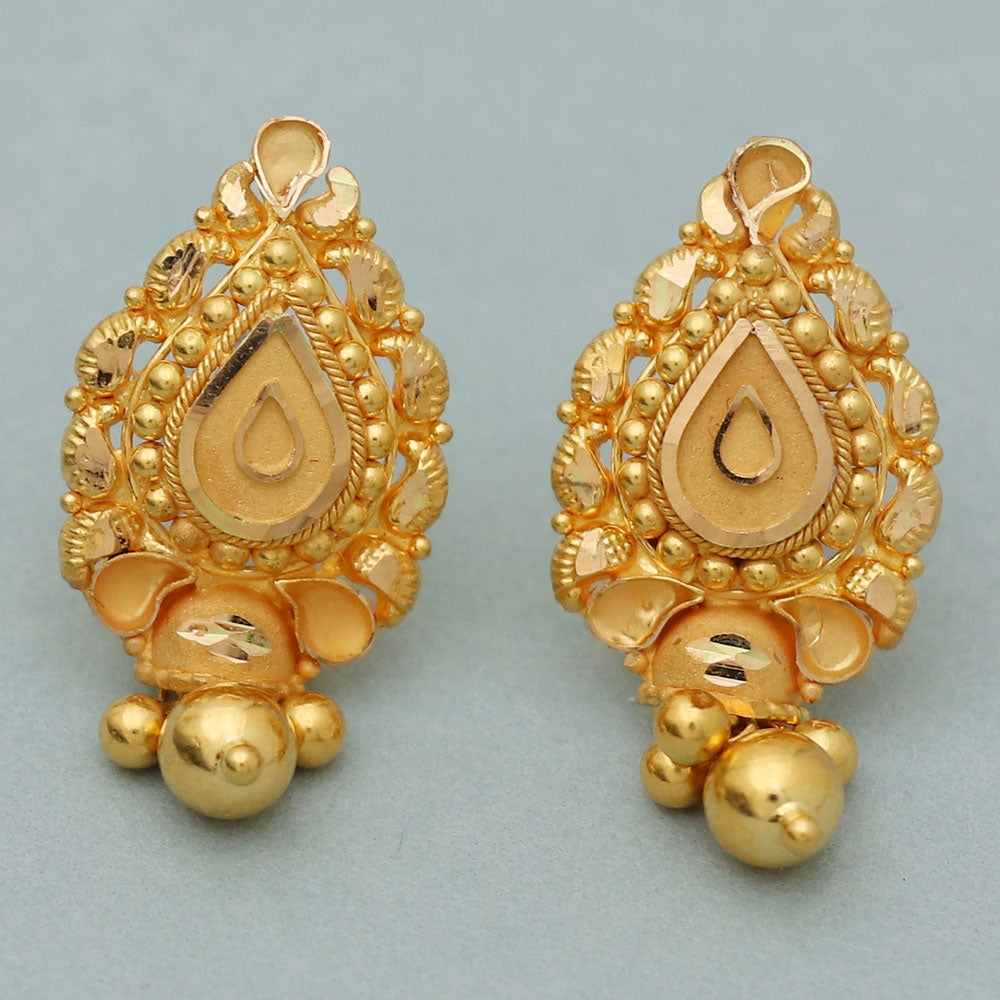 22 carat print dazzling gold 2.5 cm stud earring for great grand daughter diwali gift jewelry