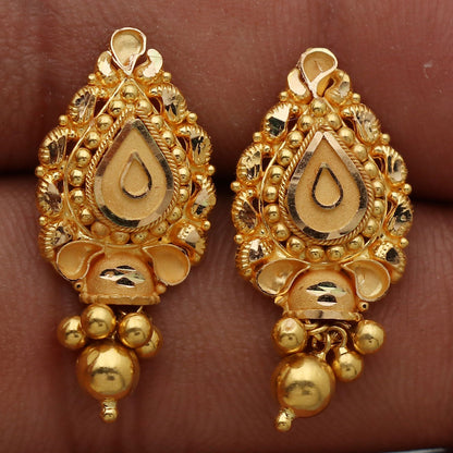 22 carat print dazzling gold 2.5 cm stud earring for great grand daughter diwali gift jewelry