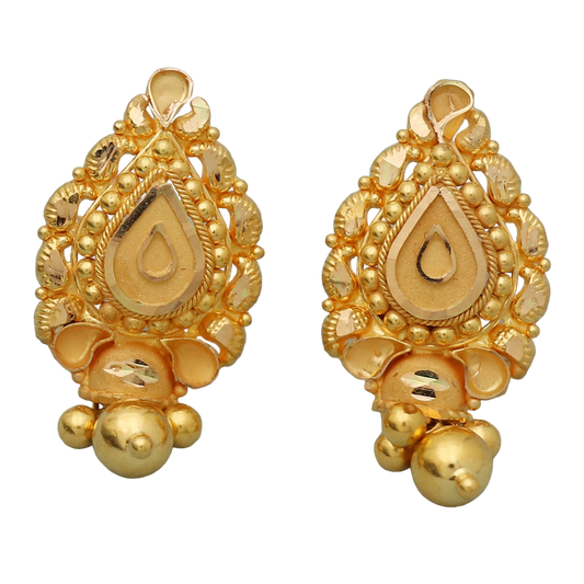 22 carat print dazzling gold 2.5 cm stud earring for great grand daughter diwali gift jewelry