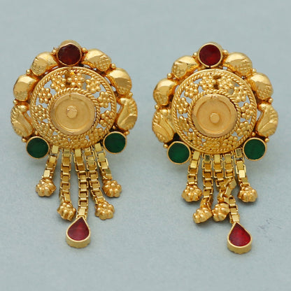 bis 916 stamp bright gold 2.3 cm stud earring for half daughter fathers day gift jewelry