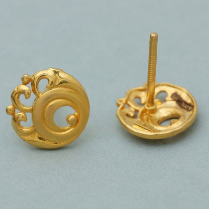 22 karat seal eye-catching gold 1.1 cm stud earring for daughter in law first communion gift jewelry