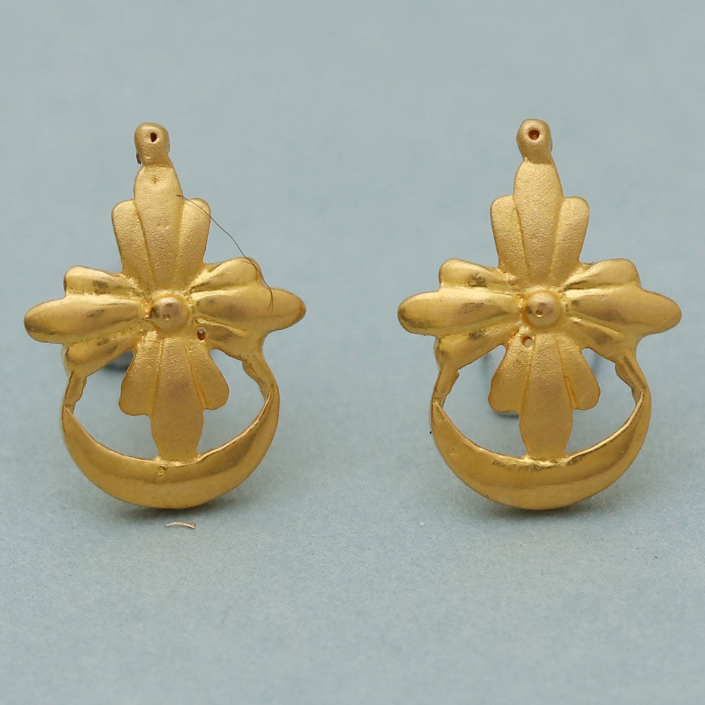 22cts print unique gold 1.5 cm stud earring for mother in law friendship gift jewelry