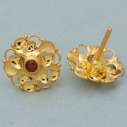 bis 916 seal real gold 1.3 cm stud earring for baby good luck gift jewelry