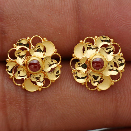 bis 916 seal real gold 1.3 cm stud earring for baby good luck gift jewelry