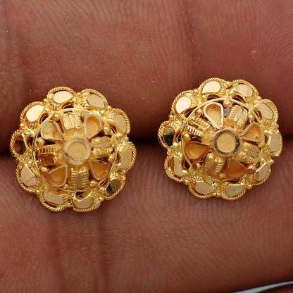 22 karat print solid gold 1.3 cm stud earring for him goodbye gift jewelry