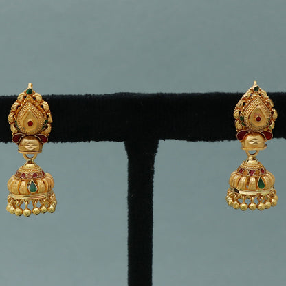 22cts hallmark indian gold 3.3 cm stud earring for female halloween gift jewelry