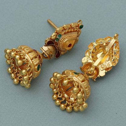 22cts hallmark indian gold 3.3 cm stud earring for female halloween gift jewelry