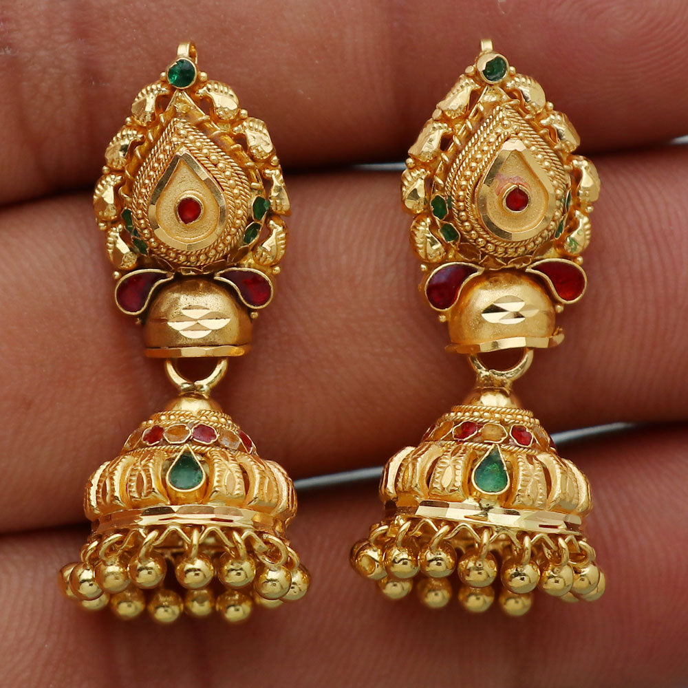 22cts hallmark indian gold 3.3 cm stud earring for female halloween gift jewelry