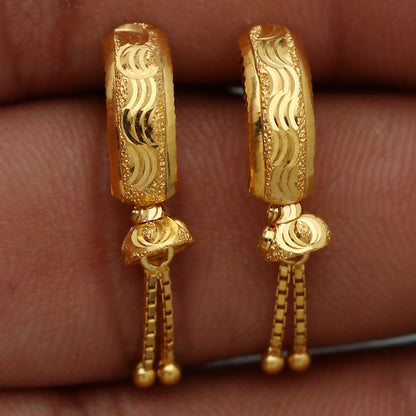 Ohrstecker aus 22 Karat Gold mit Dubai-Stempel, 2,5 cm, für Mädchen, Chanukka-Geschenk, Schmuck 