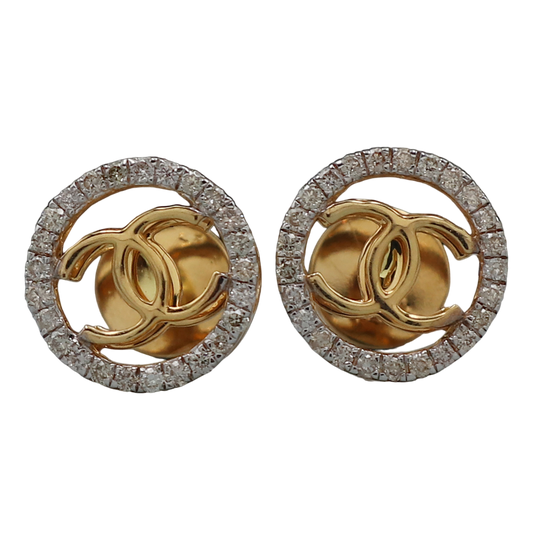 14 carat seal eye-catching gold 0.9 cm stud earring for half daughter anniversary gift jewelry