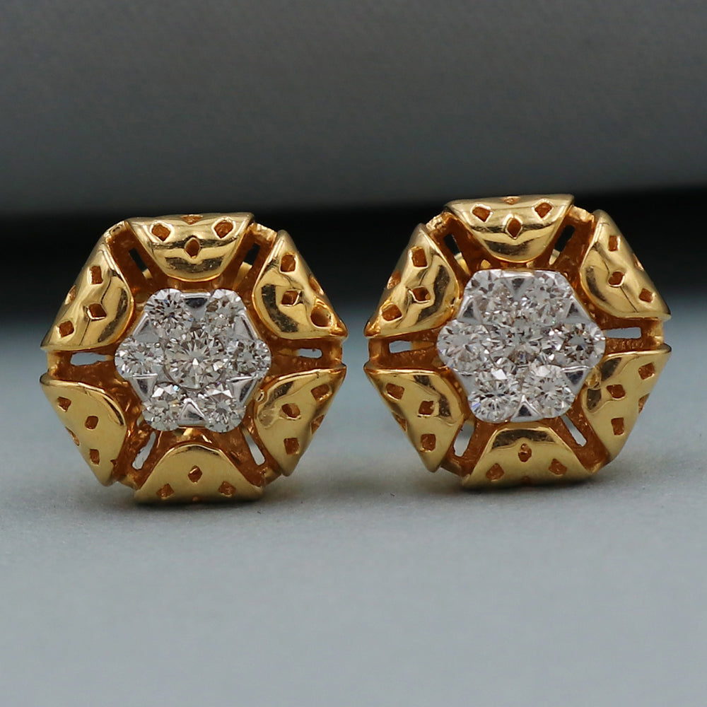 18 carat print unique gold 1.2 cm stud earring for daughter in law engagement gift jewelry