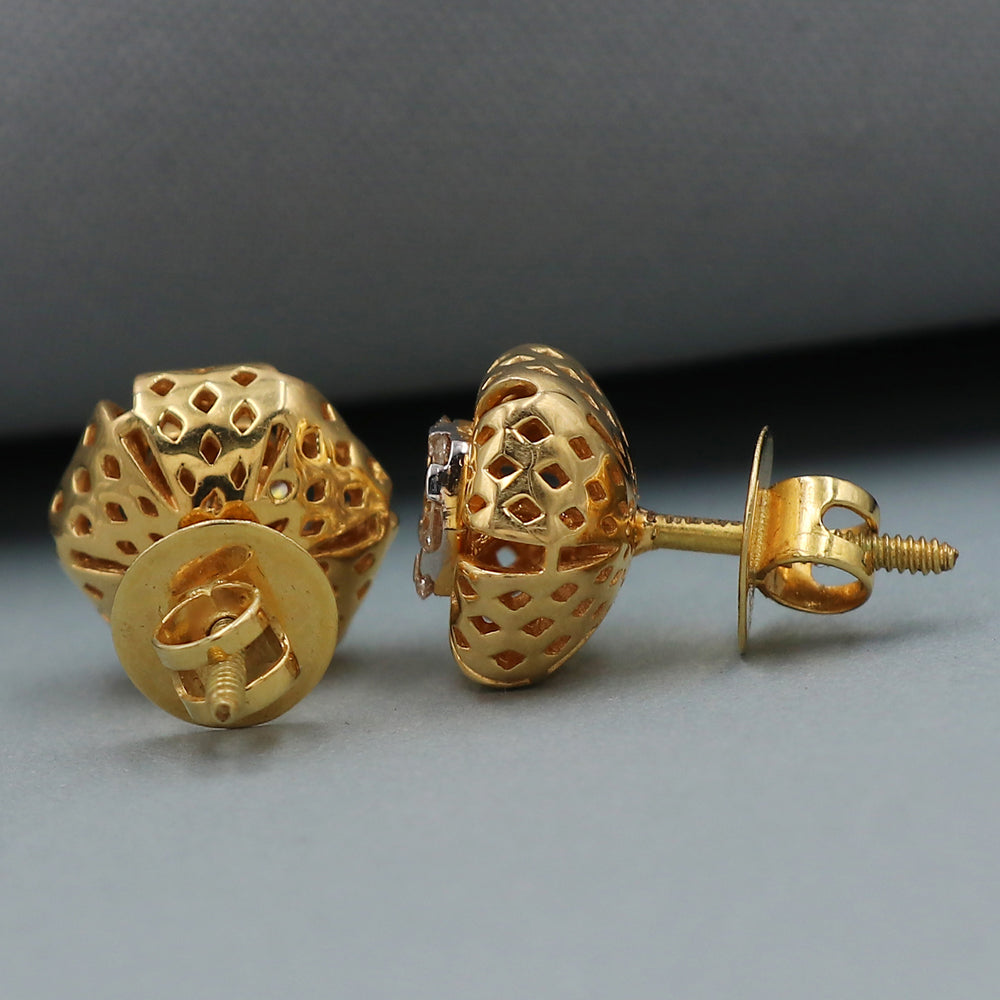 18 carat print unique gold 1.2 cm stud earring for daughter in law engagement gift jewelry