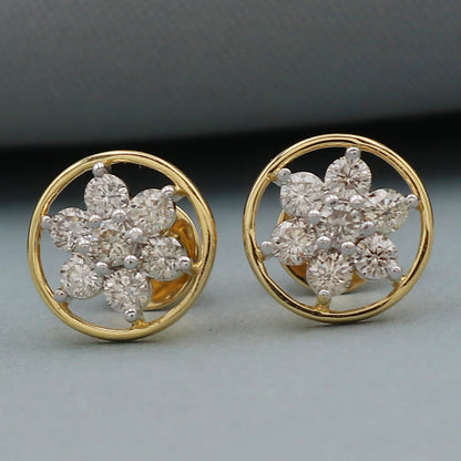 18 karat hallmark striking jewelry gold 1 cm stud earring for mother in law birthday gift jewelry