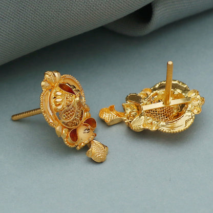 22k seal strong gold 2 cm stud earring for stepsister housewarming gift jewelry