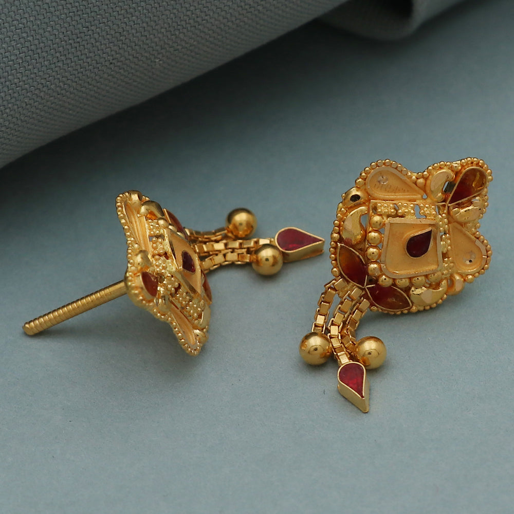 bis 916 print yellow gold 2.6cm stud earring for stepmom independence day gift jewelry