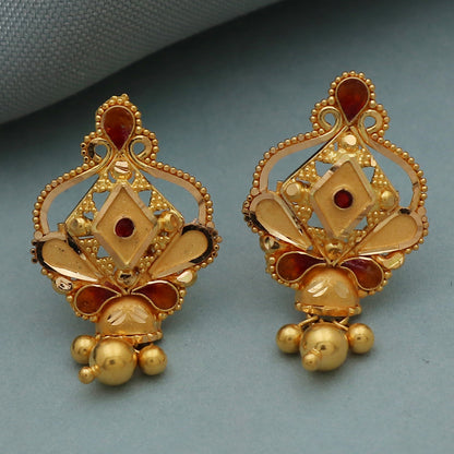 22 karat hallmark golden gold 2.5cm stud earring for niece love gift jewelry