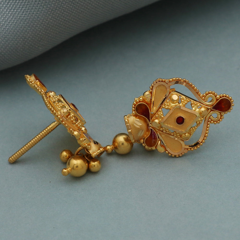 22 karat hallmark golden gold 2.5cm stud earring for niece love gift jewelry