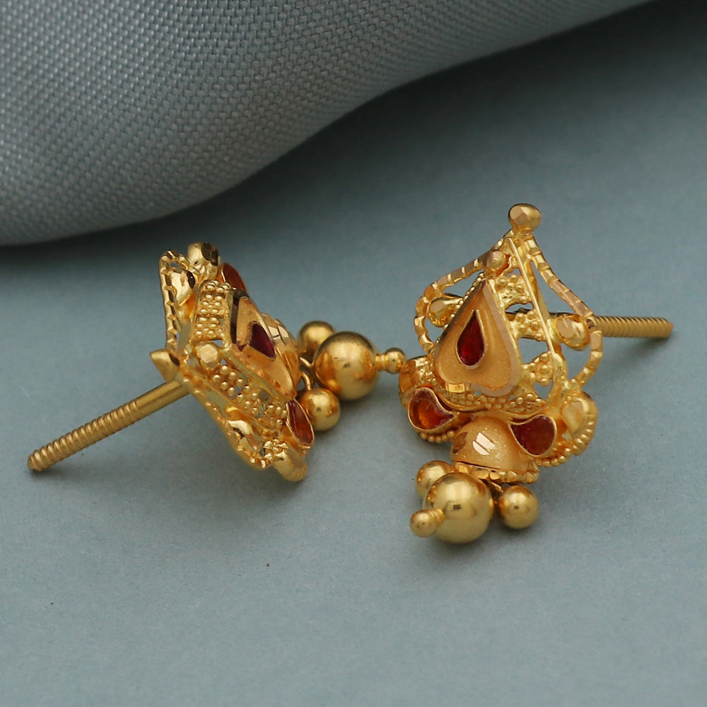 22 carat seal sparkling gold 2.2cm stud earring for great grand niece mother day gift jewelry