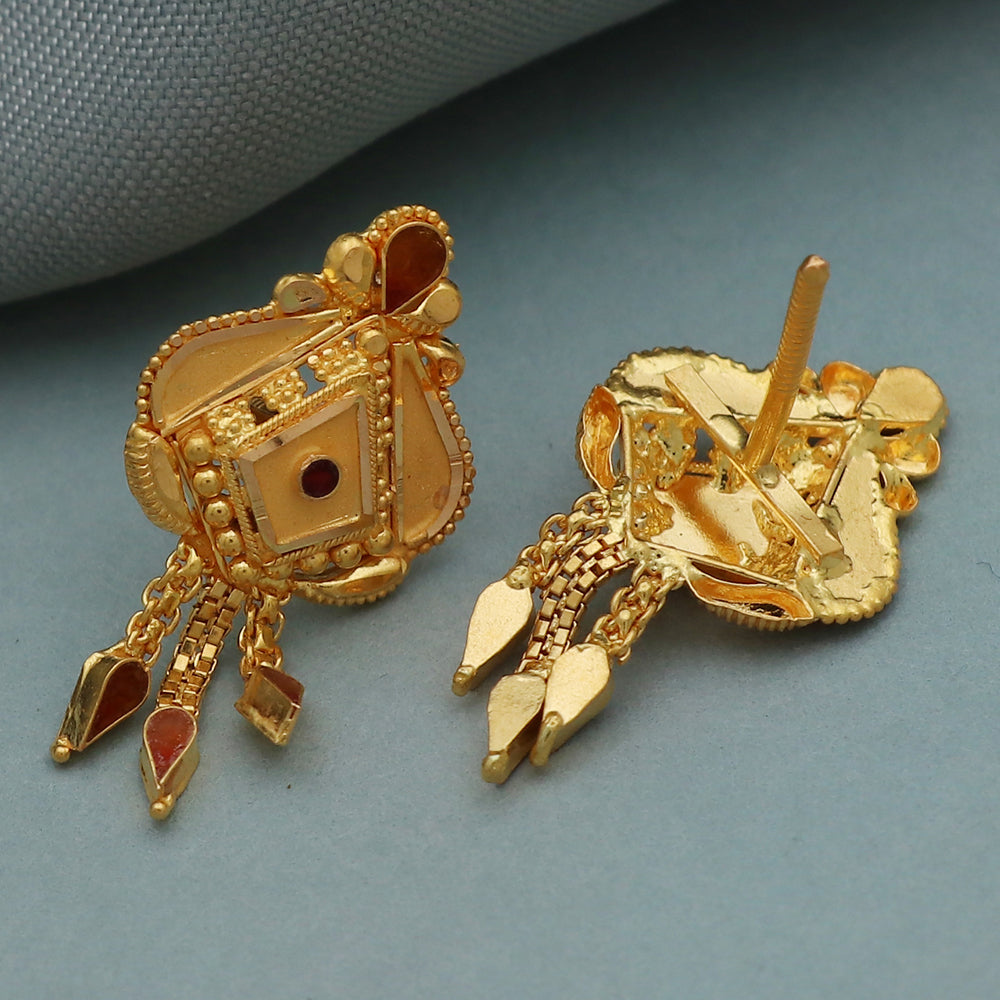 22k print stunning gold 2.8cm stud earring for grand mother national boss day gift jewelry