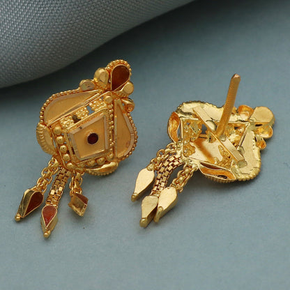 22k print stunning gold 2.8cm stud earring for grand mother national boss day gift jewelry