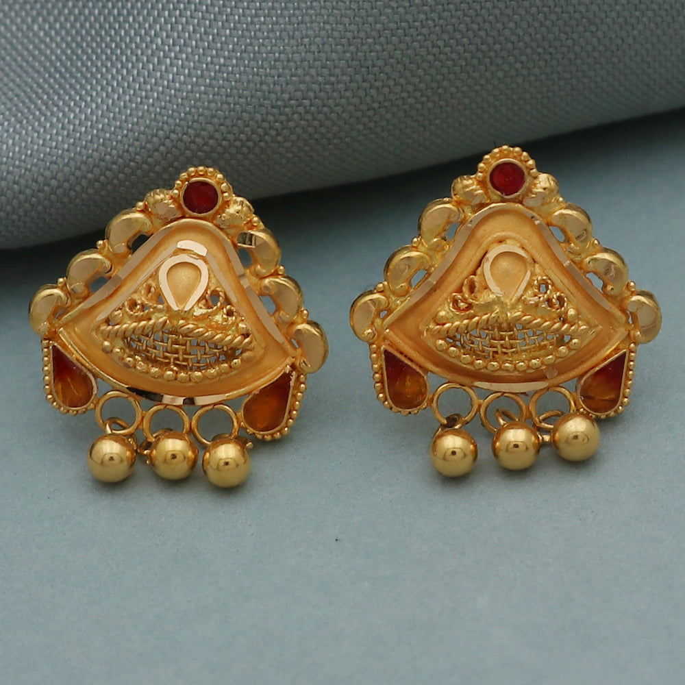 bis 916 stamp highest gold 1.9cm stud earring for maternal grandmother thanksgiving gift jewelry