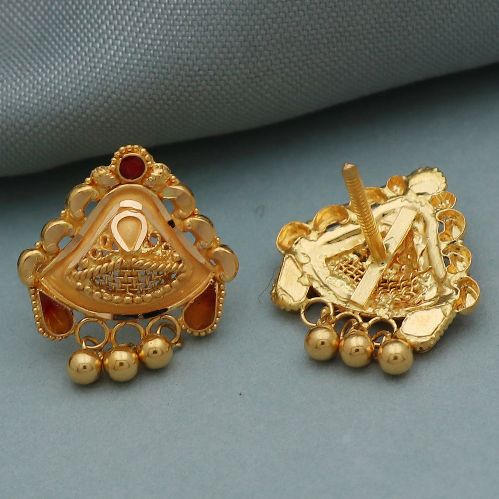 bis 916 stamp highest gold 1.9cm stud earring for maternal grandmother thanksgiving gift jewelry