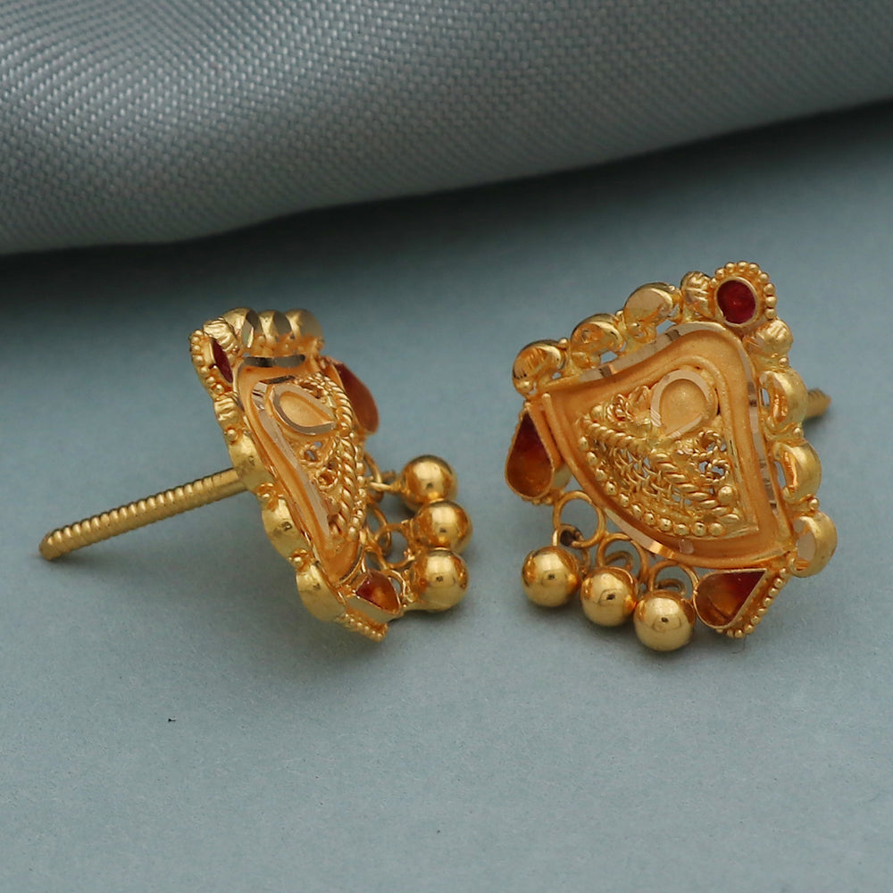 bis 916 stamp highest gold 1.9cm stud earring for maternal grandmother thanksgiving gift jewelry