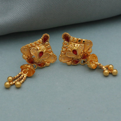 22 karat seal surpassing gold 3cm stud earring for paternal grandmother valentine day gift jewelry