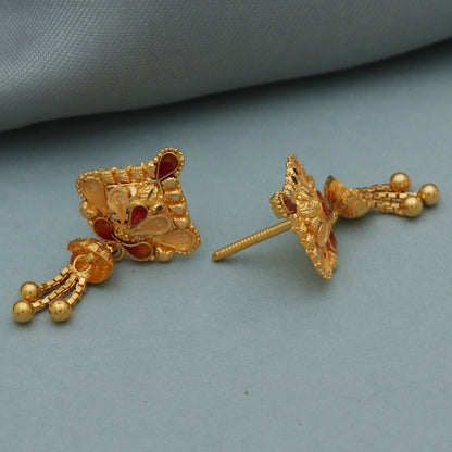 22 karat seal surpassing gold 3cm stud earring for paternal grandmother valentine day gift jewelry