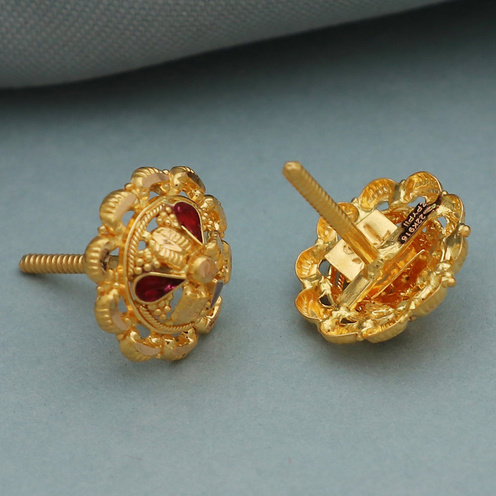 22k seal eye-catching gold 1.2 cm stud earring for step daughter memorial day gift jewelry