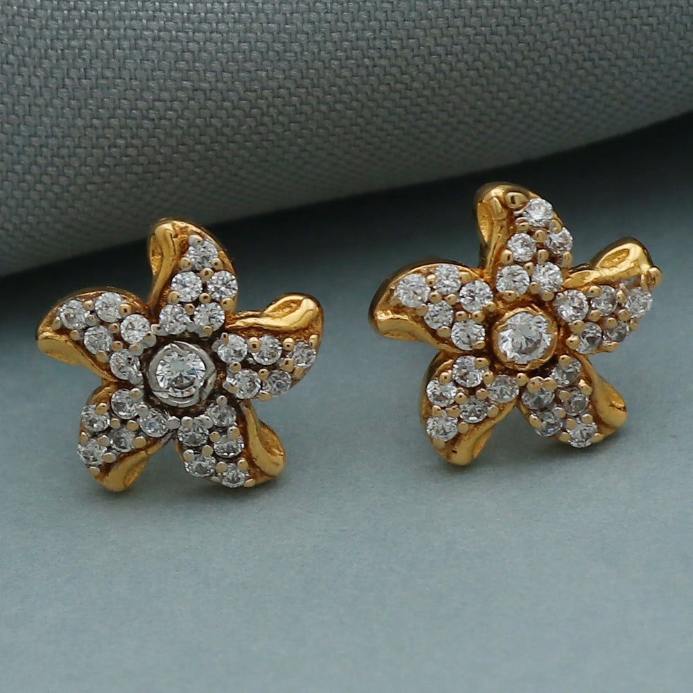 18k print unique gold 1.1 cm stud earring for half daughter labor day gift jewelry