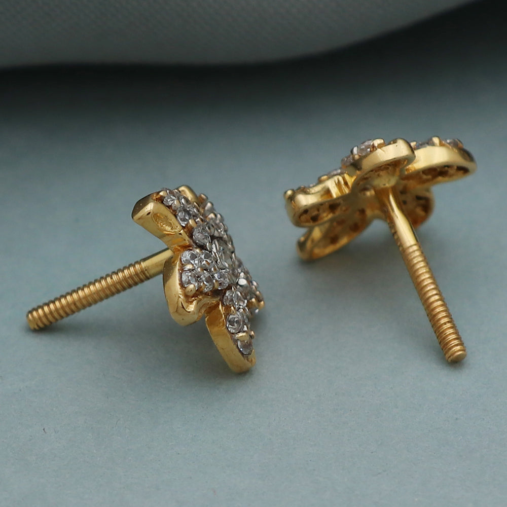 18k print unique gold 1.1 cm stud earring for half daughter labor day gift jewelry