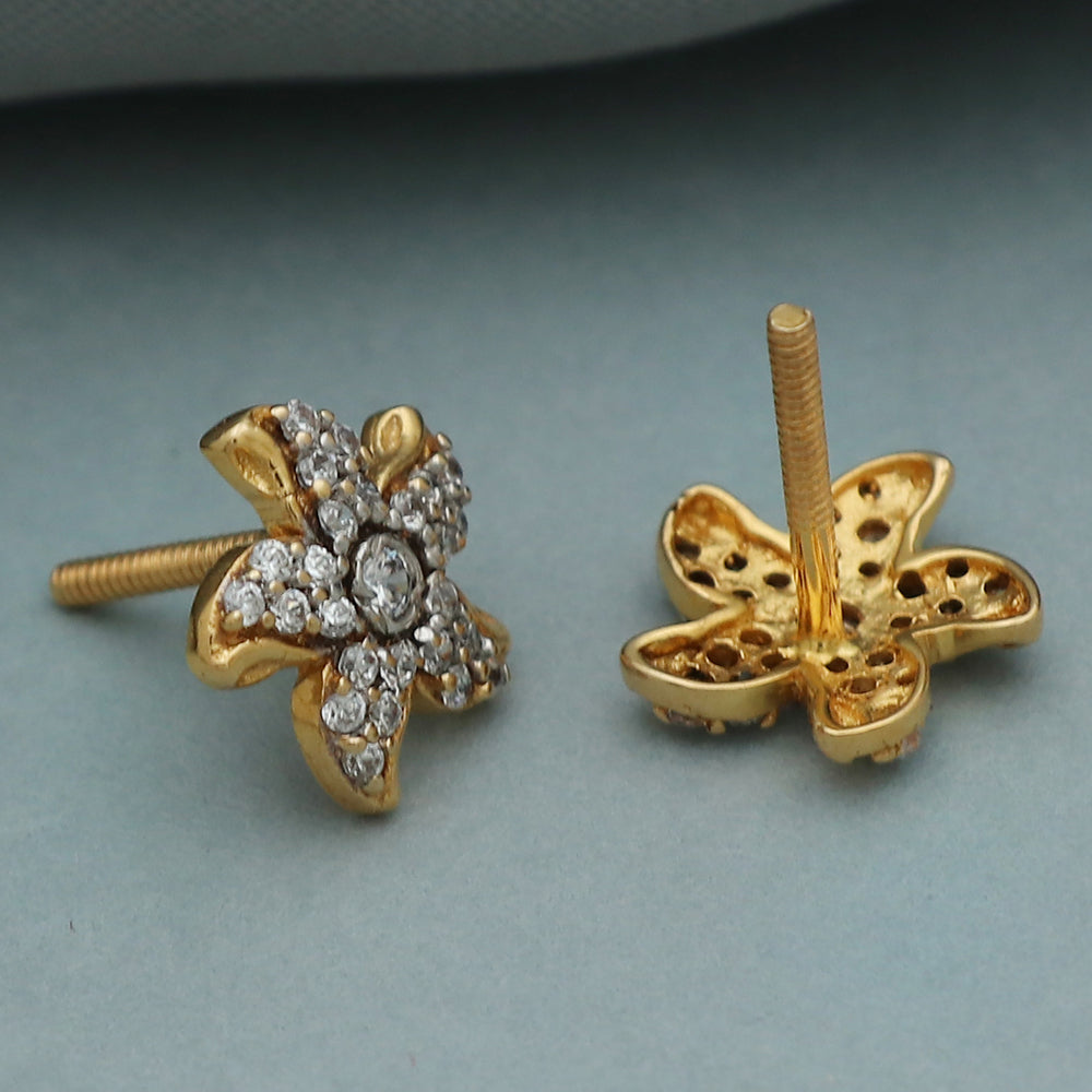 18k print unique gold 1.1 cm stud earring for half daughter labor day gift jewelry